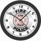 FIRE & RESCUE-FIRE POLICE WALL CLOCK-FREE USA SHIP!