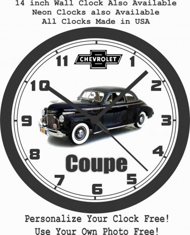 1941 CHEVROLET COUPE WALL CLOCK-FREE USA SHIP!
