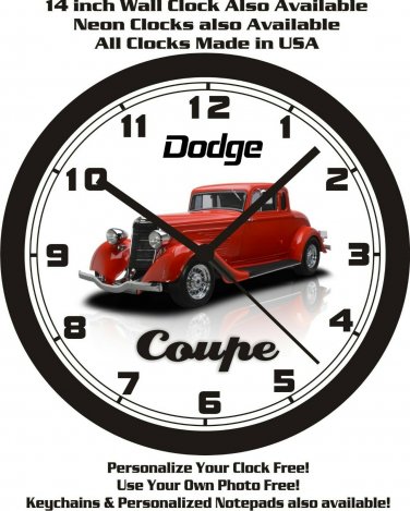 1934 DODGE COUPE WALL CLOCK-FREE USA SHIP!
