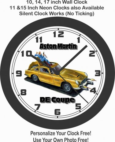 ASTON MARTIN (James Bond) DE COUPE WALL CLOCK-FREE USA SHIP