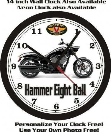 2013 VICTORY HAMMER EIGHT BALL WALL CLOCK-FREE USA SHIP!