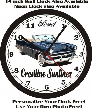 1953 FORD CRESTLINE SUNLINER WALL CLOCK-FREE USA SHIP!-Chevrolet, Dodge, Buick