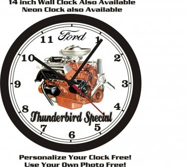FORD THUNDERBIRD SPECIAL ENGINE PHOTO WALL CLOCK-FREE USA SHIP!