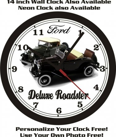 1932 FORD DELUXE ROADSTER(S) WALL CLOCK-FREE USA SHIP!