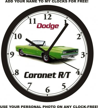 1968 DODGE CORONET CONVERTIBLE R/T WALL CLOCK-Free USA Ship-Dodge