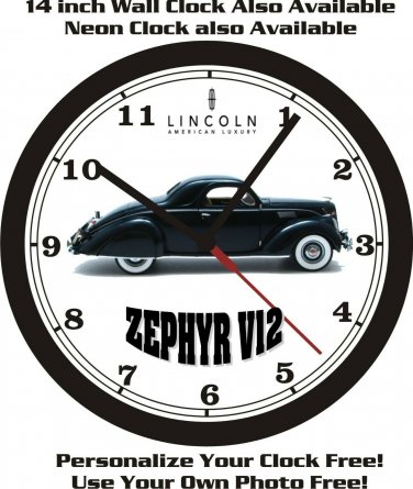 1937 LINCOLN ZEPHYR V12 WALL CLOCK-FREE USA SHIP!