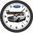 1969 FORD MUSTANG MACH 1 (WHITE) WALL CLOCK-CAMARO, FIREBIRD, CORVETTE, GTO