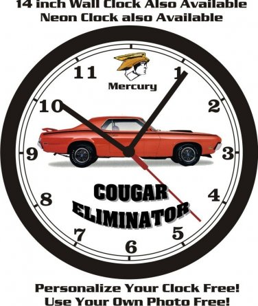 1970 MERCURY COUGAR ELIMINATOR WALL CLOCK-FREE USA SHIP!