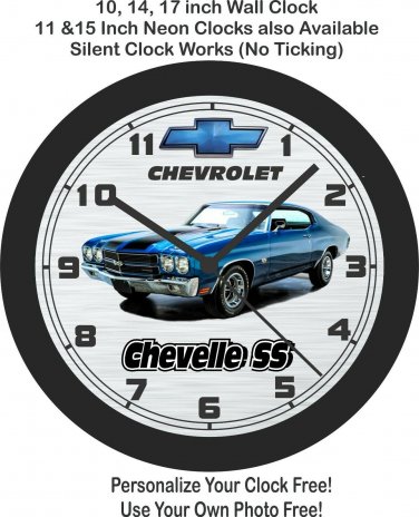 1970 Chevrolet Chevelle SS Blue Wall Clock-Free US ship