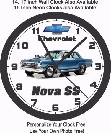 1965 CHEVROLET NOVA SS WALL CLOCK-FREE USA SHIP