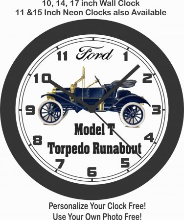 FORD MODEL T TORPEDO RUNABOUT WALL CLOCK-FREE USA SHIP