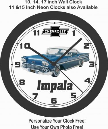 1958 CHEVROLET IMPALA WALL CLOCK-FREE USA SHIP