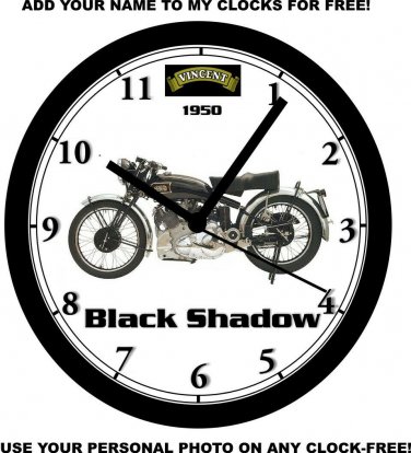1950 VINCENT BLACK SHADOW MOTORCYCLE WALL CLOCK-Free USA Ship