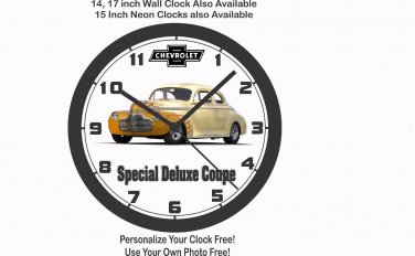 1941 CHEVROLET SPECIAL DELUXE COUPE WALL CLOCK-FREE USA SHIP