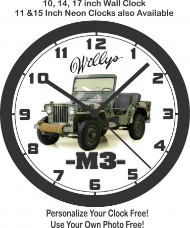 1951 WILLYS M3 MILITARY JEEP WALL CLOCK-FREE USA SHIP, Korea, Vietnam