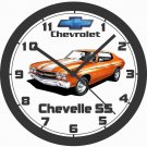 1970 CHEVROLET CHEVELLE SS HUGGER ORANGE WALL CLOCK-CAMARO, CORVETTE