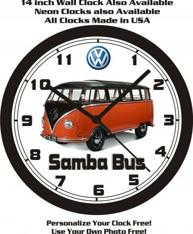 1955 VOLKSWAGEN 23-WINDOW SAMBA BUS WALL CLOCK-FREE USA SHIP!