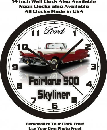 1957 FORD FAIRLANE 500 SKYLINER WALL CLOCK-FREE USA SHIP!