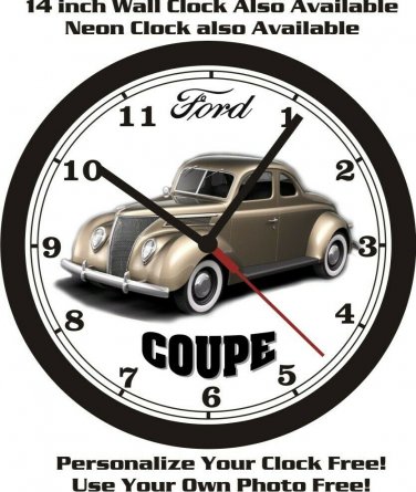 1937 FORD COUPE WALL CLOCK-FREE USA SHIP!