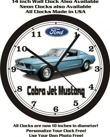 1968 FORD MUSTANG COBRA JET WALL CLOCK-FREE USA SHIP