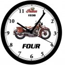 1938 INDIAN FOUR MOTORCYCLE WALL CLOCK-Free USA Ship