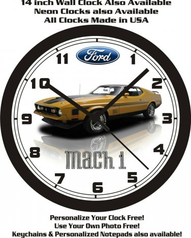 1972 FORD MUSTANG (Gold) MACH 1 WALL CLOCK-FREE USA SHIP!