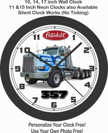 PETERBILT 357 SEMI-TRUCK WALL CLOCK-Personalize it Free!
