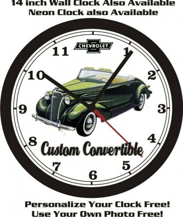 1937 CHEVROLET CUSTOM CONV. WALL CLOCK-FREE USA SHIP!-Ford, Dodge, GMC