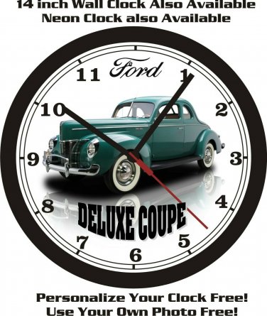 1940 FORD DELUXE COUPE WALL CLOCK-FREE USA SHIP!-Chevrolet, Dodge, Pontiac