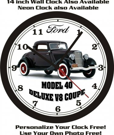 1933 FORD MODEL 40 DELUXE V8 COUPE WALL CLOCK-FREE USA SHIP!