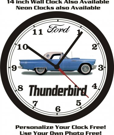 1957 FORD THUNDERBIRD (BLUE) WALL CLOCK-FREE US SHIP!