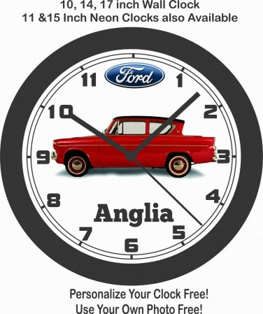1960 FORD ANGLIA WALL CLOCK-TRIUMPH, BMW, MERCEDES BENZ