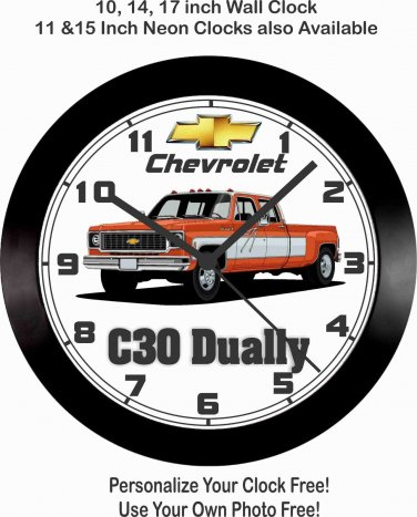 1973 CHEVROLET C30 ONE-TON DUALLY TRUCK WALL CLOCK-FREE USA SHIP!, Ford, Dodge