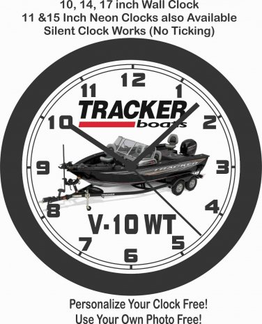 TRACKER BOATS V-10 WT WALL CLOCK-OTHER MODELS AVAIL.-FREE USA SHIP