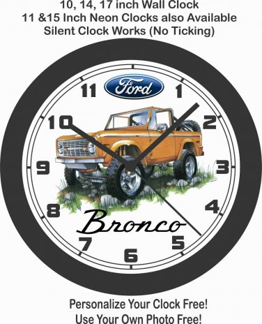 FORD BRONCO WALL CLOCK-NEW!-FREE USA SHIP