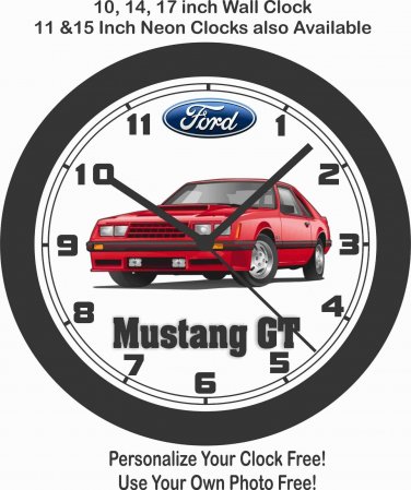 1982 FORD MUSTANG GT BIG  10,14,17 INCH WALL CLOCK-FREE USA SHIP