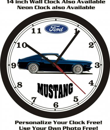 1969 FORD MUSTANG FASTBACK WALL CLOCK-FREE USA SHIP-Choose 1 of 2