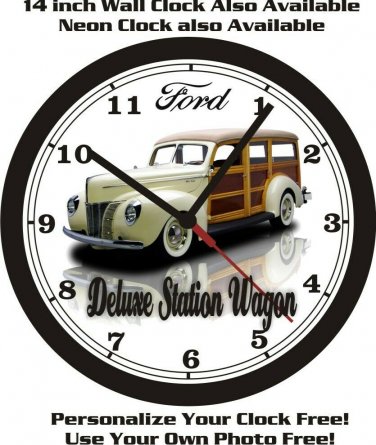 1940 FORD DELUXE STATION WAGON WALL CLOCK-FREE USA SHIP!!-Chevrolet, Dodge, GMC