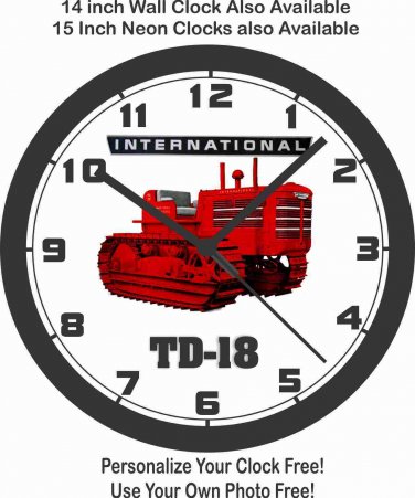 INTERNATIONAL TD-18 CRAWLER WALL CLOCK- USA SHIP!-Farmall, John Deere