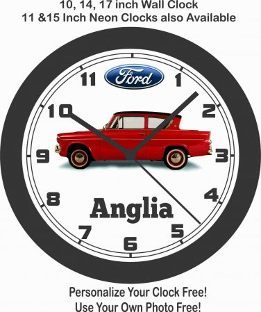 1960 FORD ANGLIA WALL CLOCK-FREE USA SHIP