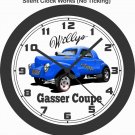 WILLYS GASSER COUPE WALL CLOCK-DODGE, AMC, FORD, CHEVROLET, STUDEBAKER