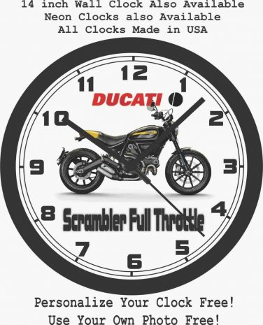 2016 DUCATI SCRAMBLER FULL THROTTLE WALL CLOCK-FREE USA SHIP