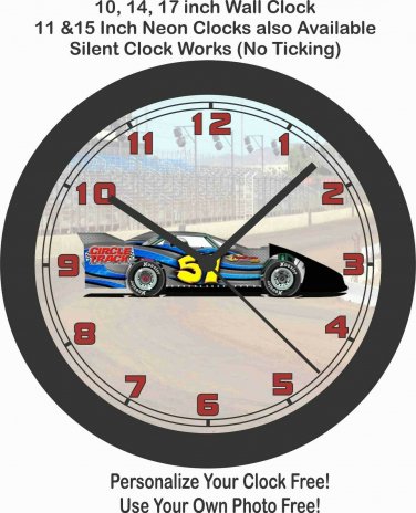 LATE MODEL CIRCLE TRACK RACE CAR WALL CLOCK-FREE USA SHIP!-Choose 1 of 2