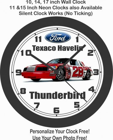 FORD #28 TEXACO HAVELIN NASCAR THUNDERBIRD WALL CLOCK-FREE USA SHIP!