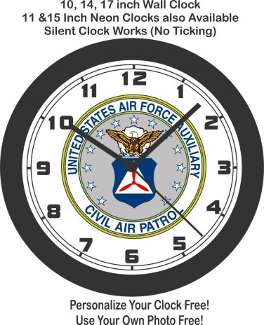 United States Air Force Auxillary Civil Air Patrol Seal Wall Clock-Free US Ship