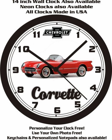 1955 CHEVROLET CORVETTE WALL CLOCK-FREE USA SHIP!-CHEVROLET, DODGE, FORD