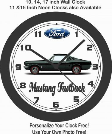 1965-1966 FORD MUSTANG FASTBACK WALL CLOCK-NEW!-FREE USA SHIP