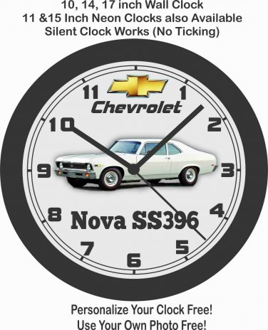 1969 CHEVROLET NOVA SS396 WALL CLOCK-CAMARO, GTO, OLDSMOBILE, BUICK