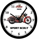 1939 INDIAN SPORT SCOUT MOTORCYCLE WALL CLOCK-Free USA Ship
