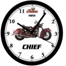 1951 INDIAN CHIEF MOTORCYCLE WALL CLOCK-Free USA Ship
